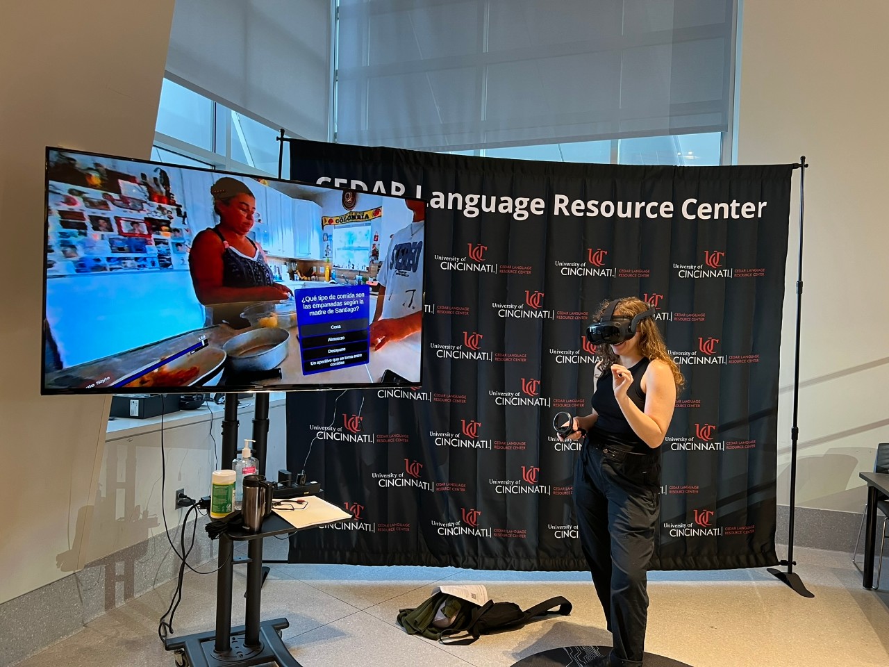 Student doing virtual reality demonstration 