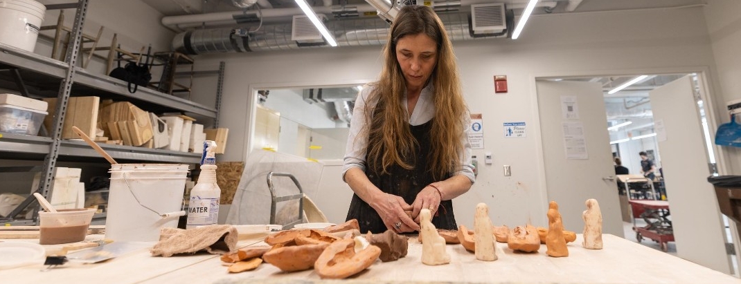 UC Assistant Professor of Classics Florence Gaignerot-Driessen is studying ancient ceremonial figurines she found on Crete dating back more than 2,000 years. She's working with 3-D printing and ceramics at DAAP to build replicas.