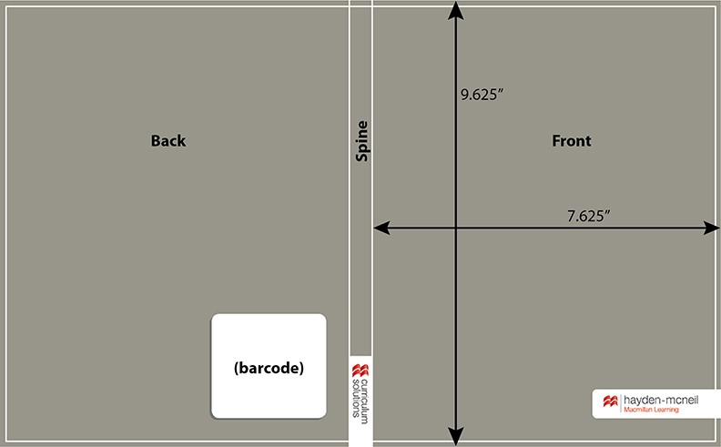 book cover diagram, showing the width and height of the front cover., as written above
