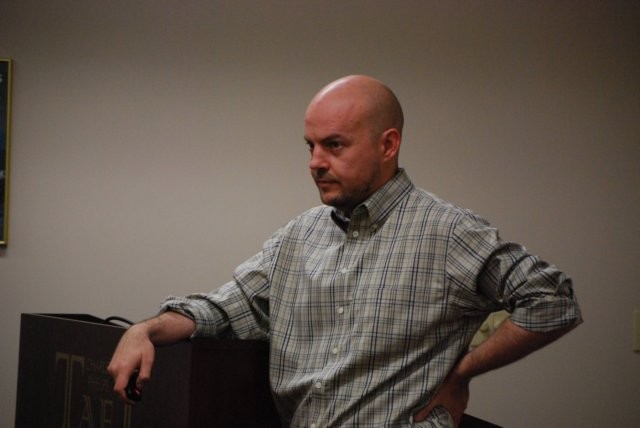 A Speaker addressing questions from audience