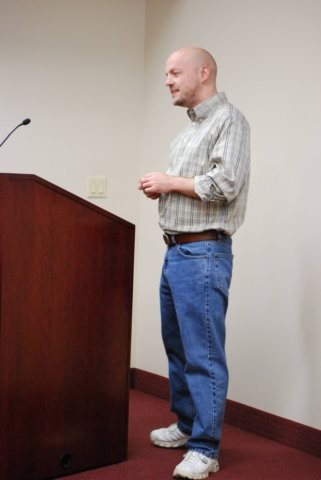 A person giving speech