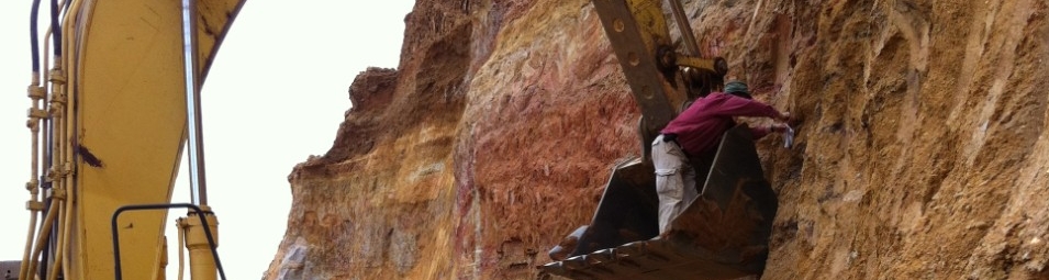 Dr. Dirt sampling an alluvial fan on Trinidad