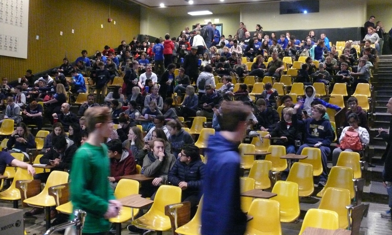 Math Bowl 2018 students gathered in a lecture hall