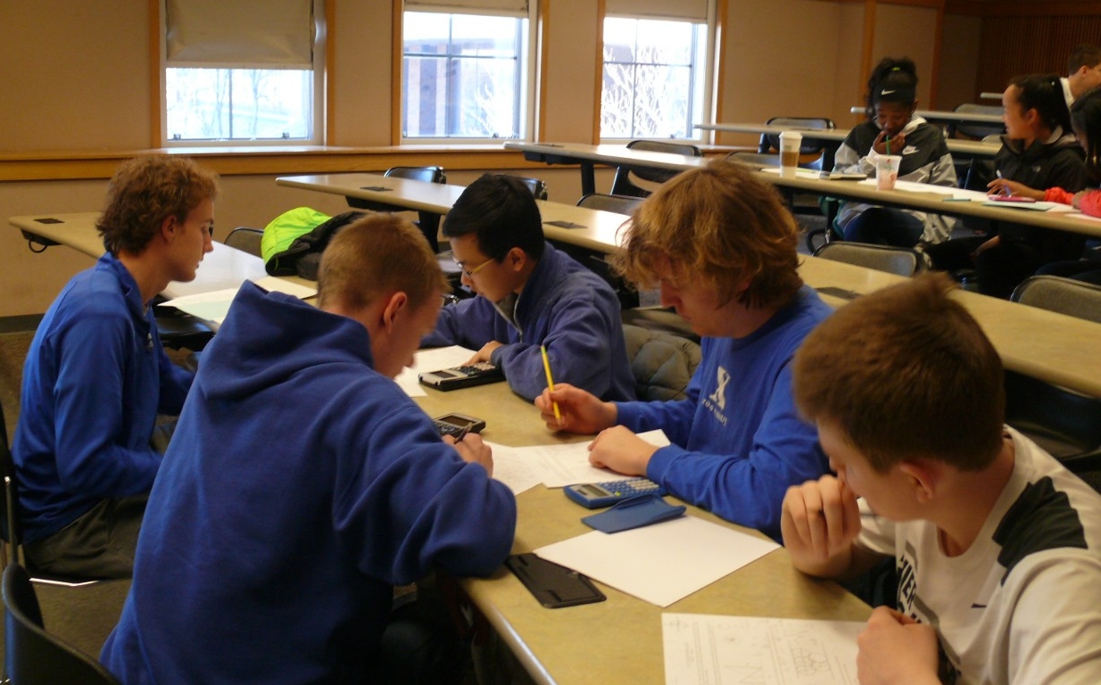 Math Bowl 2018 students gathered in a lecture hall