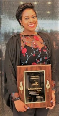 Photograph of Gatlin with Provost's Exemplary Department Graduate Award