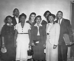 Photograph of the mothers involved in the Hillsboro case, with their lawyers