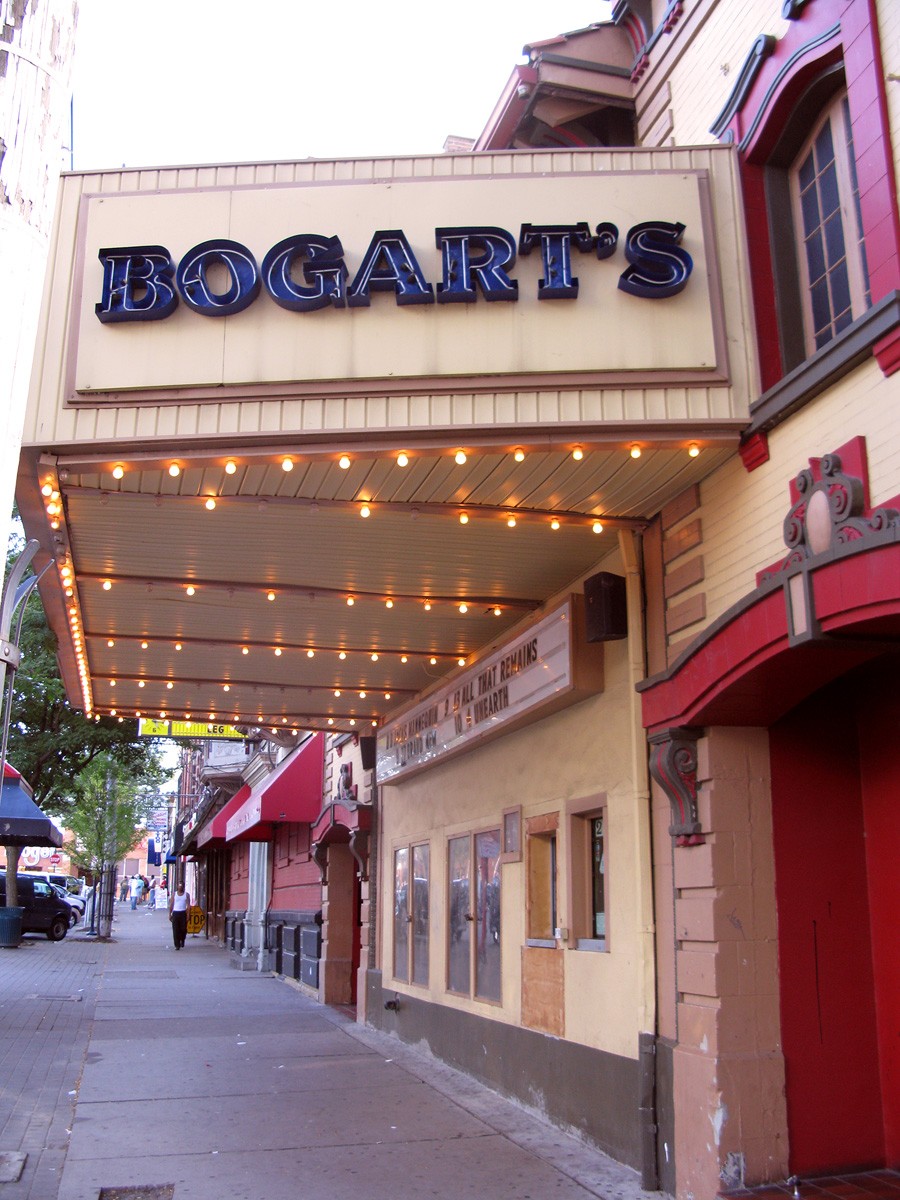 Street view of Bogarts including the marquee