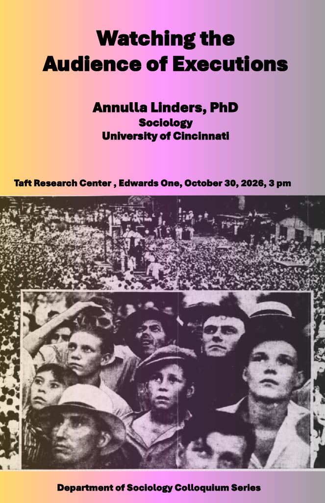 This is a flyer for the Colloquium event on October 30, 2026 for our speaker, Annulla Linders.