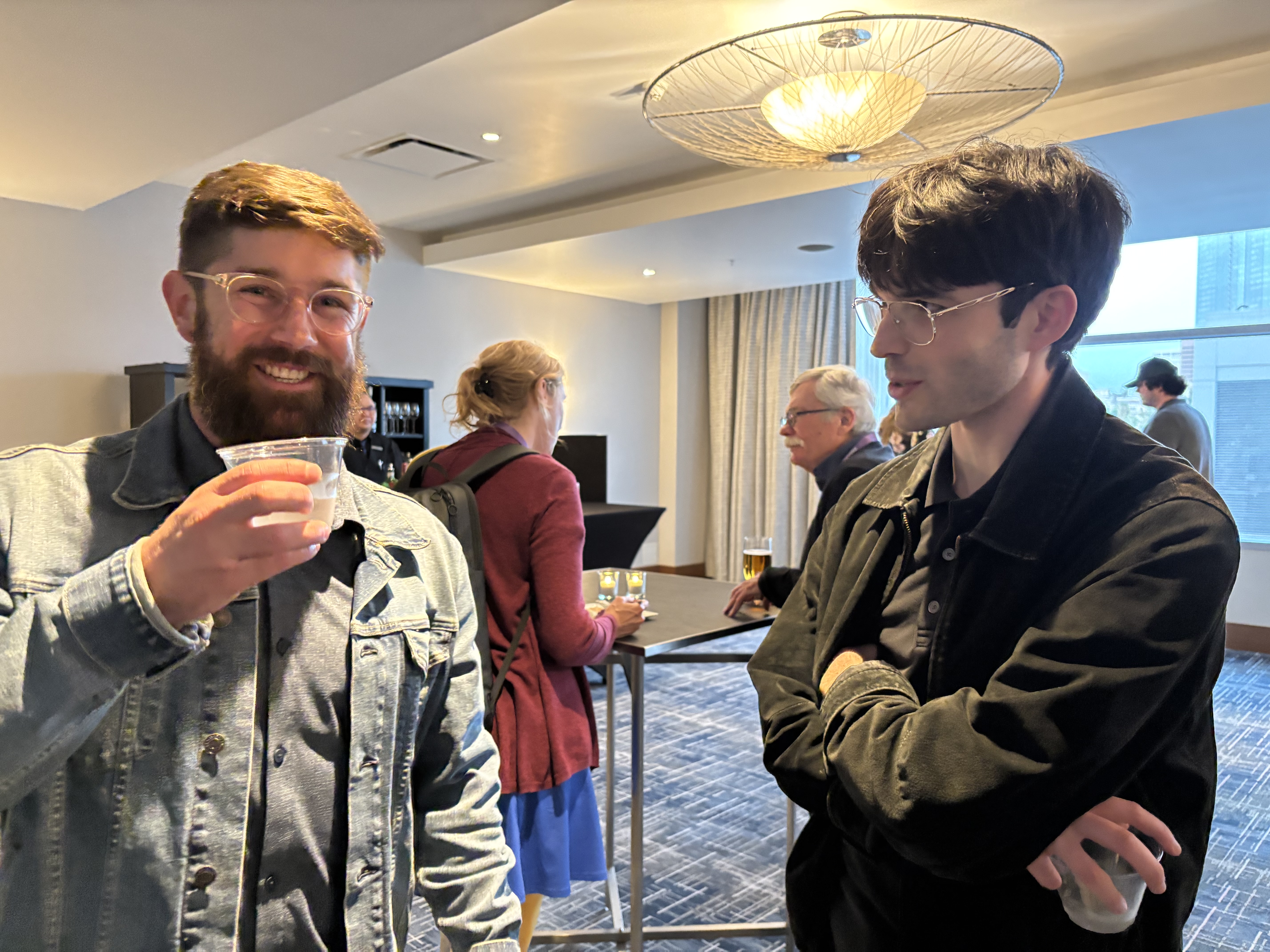 Two people at reception