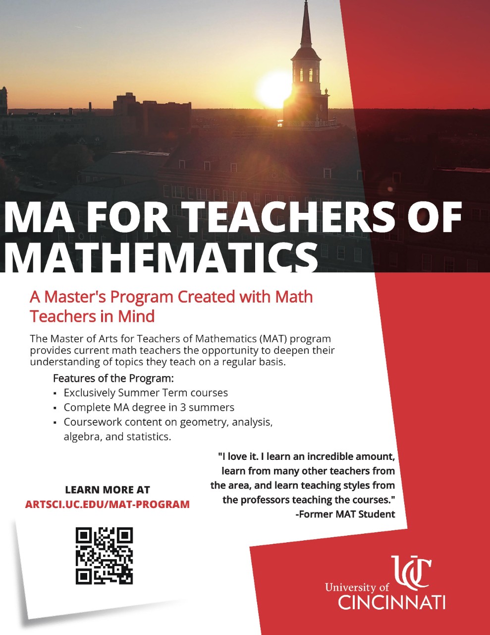 Master of Arts for Teachers of Mathematics (MAT)