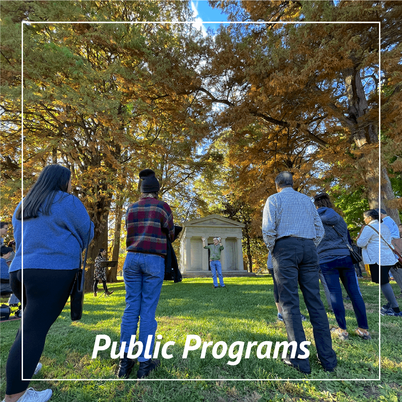 Participants gather at the Spring Grove Cemetery Ramble