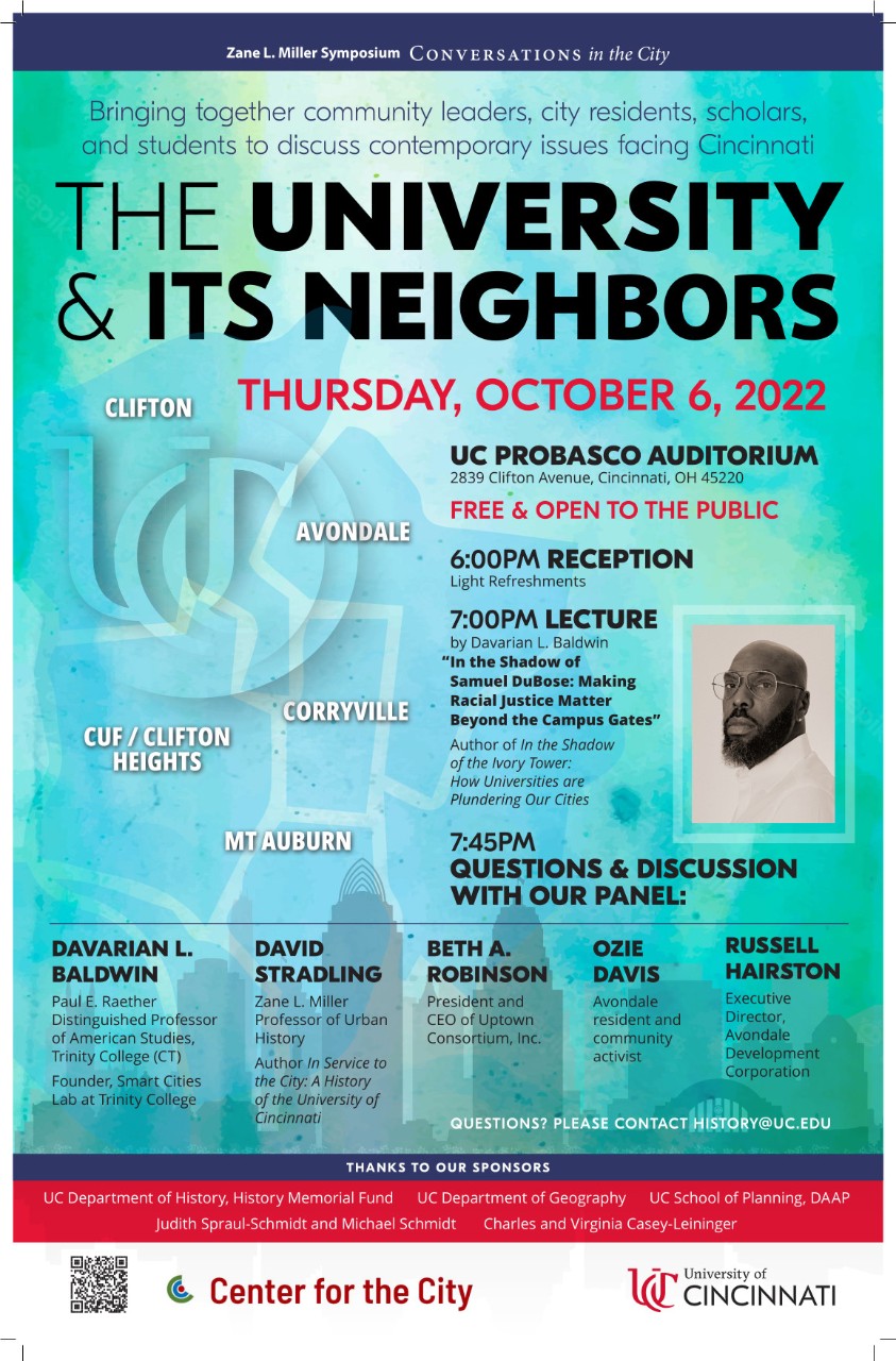 A flier for the event The University and Its Neighbors
