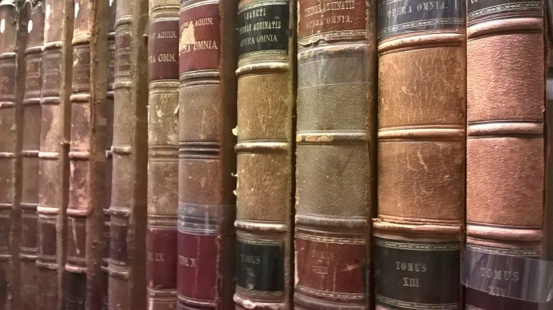 Old books on a shelf