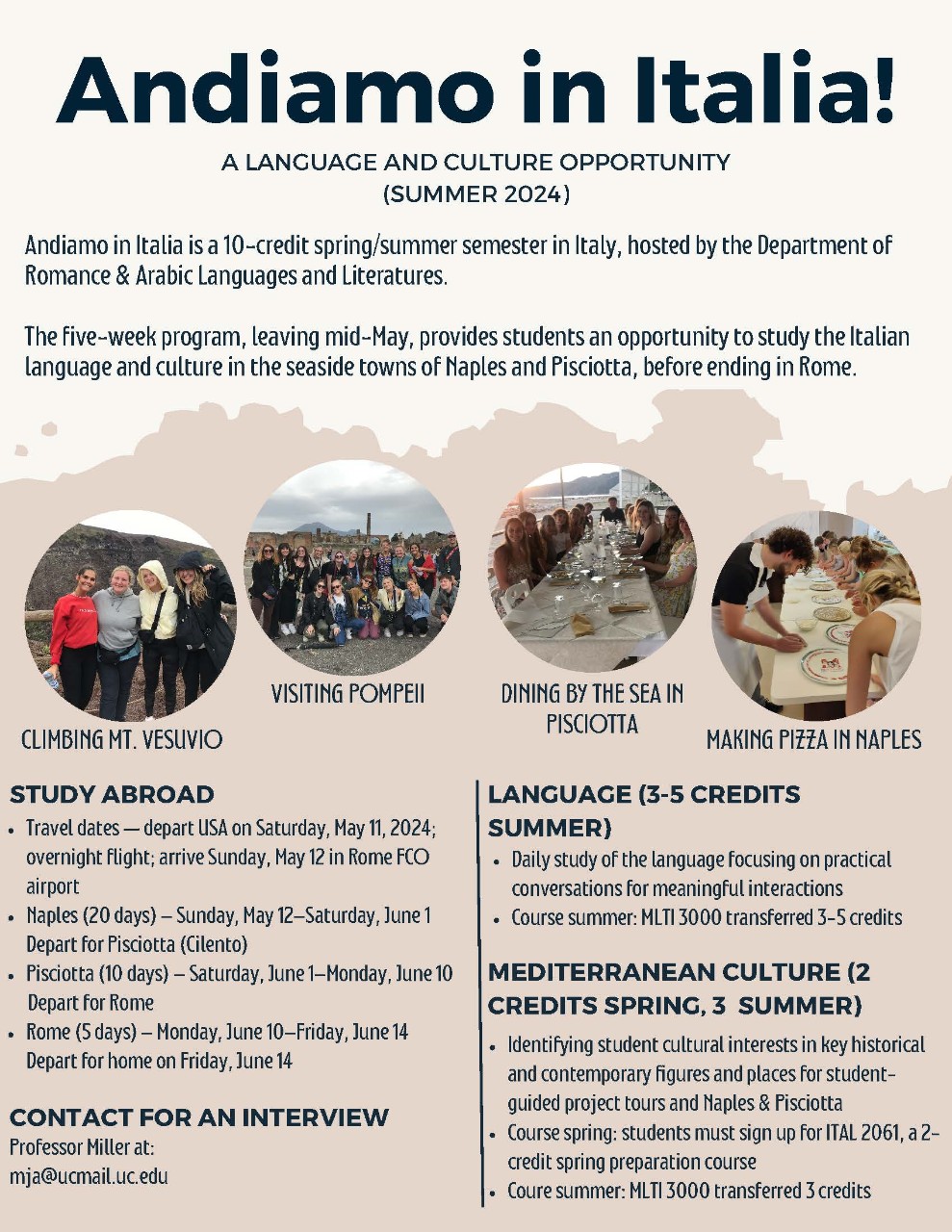 Flyer for Andiamo in Italia