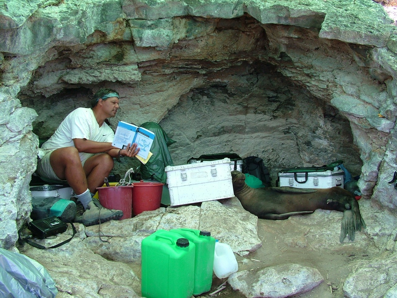 Ken Petren doing research in a cave